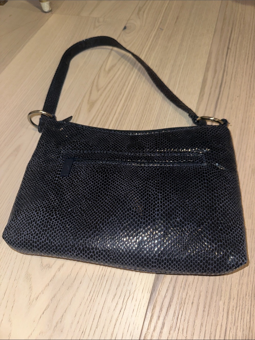 Pinky Black Textured Shoulder Bag with Gold.
